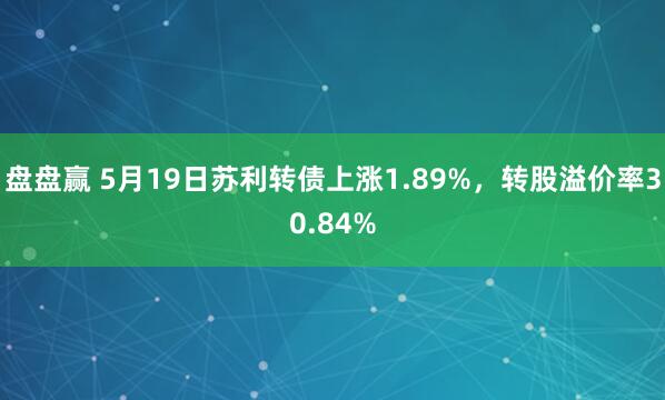 盘盘赢 5月19日苏利转债上涨1.89%，转股溢价率30.84%