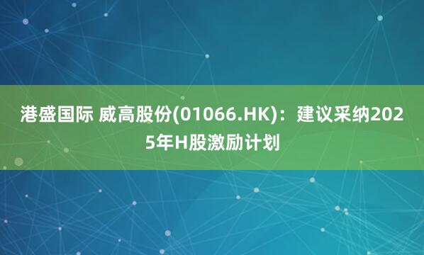 港盛国际 威高股份(01066.HK)：建议采纳2025年H股激励计划